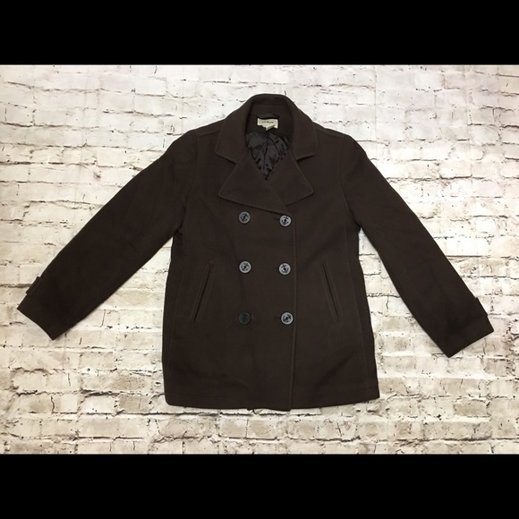 L.L.Bean Brown Pea Coat - Picture 1 of 8